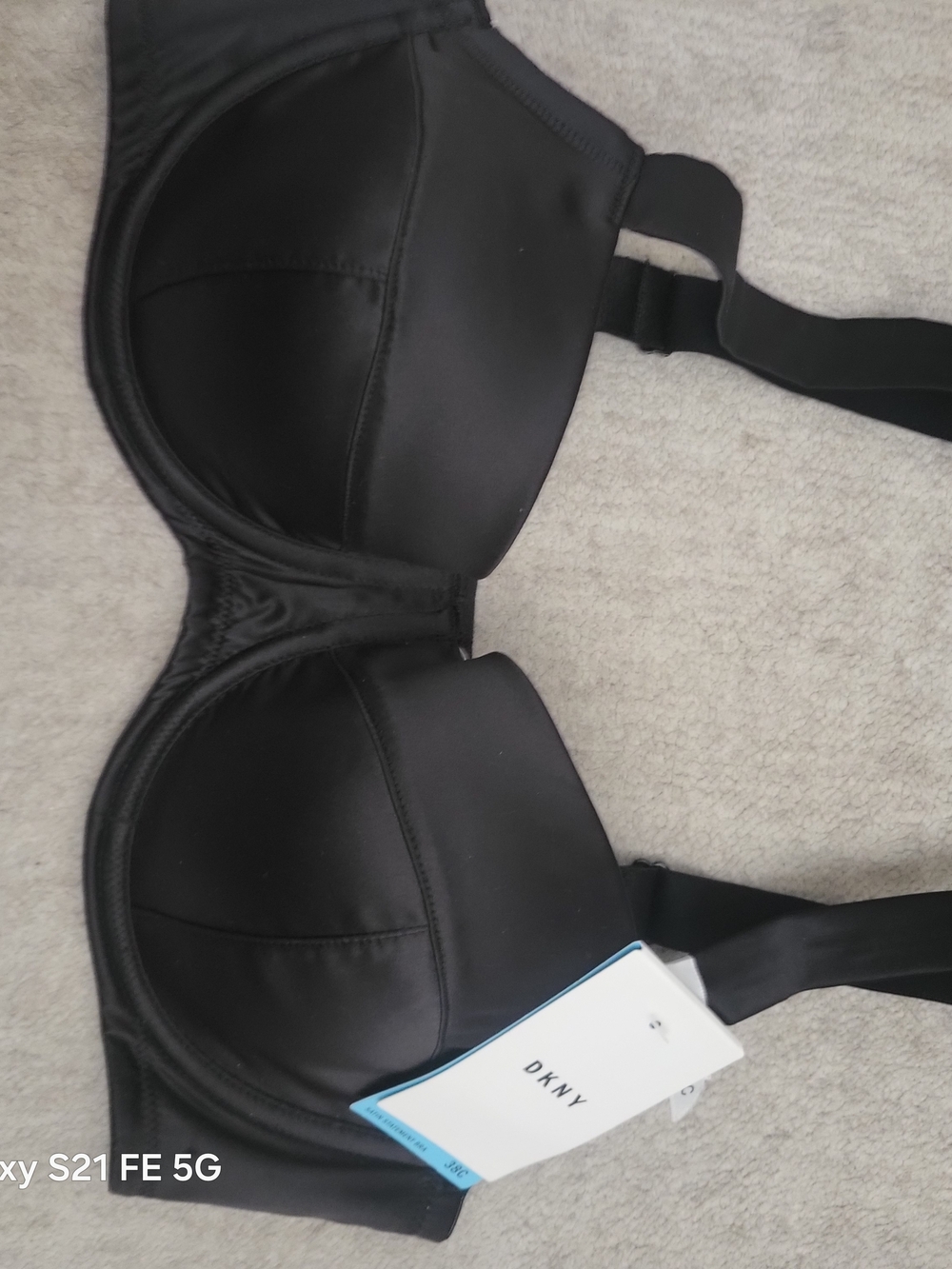 DKNY Black Satin Statement Bra - Smooth Underwire Design